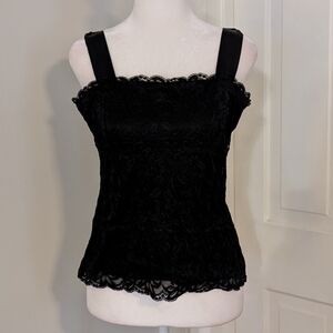 Coldwater Creek Babydoll Cami SMALL Whimsigoth Fairy Grunge Y2K Empire Lace Blak